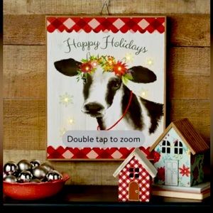 The Pioneer Woman LED Hanging Sign Happy Holidays, Cow Christmas